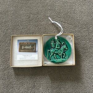 Green Santa on Horse Ornament